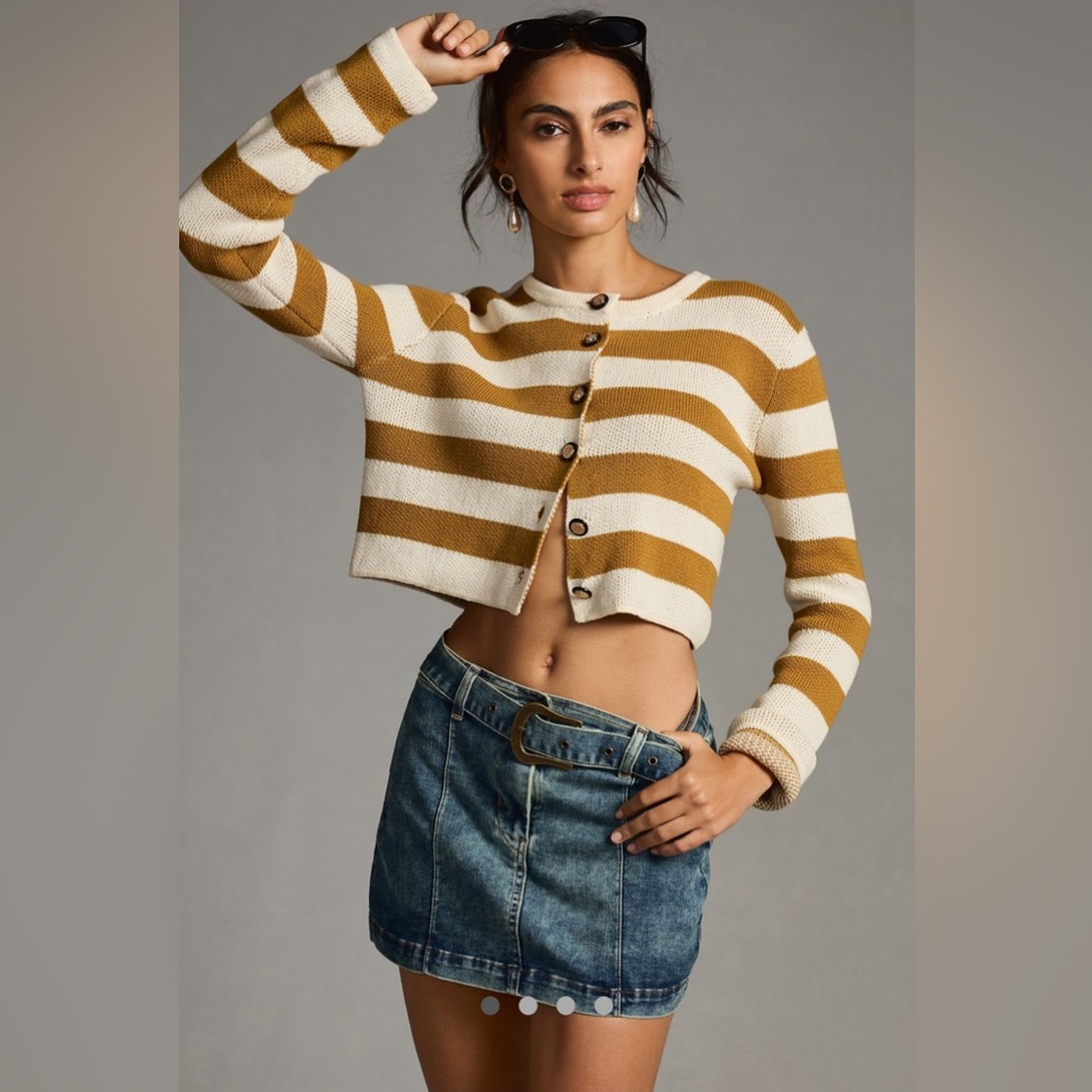 NWT Anthropologie Pilcro Belted Micro Mini Denim Skirt